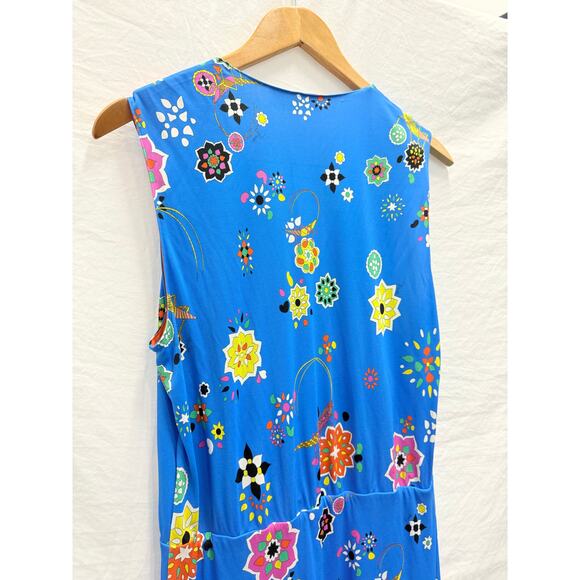 Emilio Pucci Blue Surplice Floral Print Dress Costal Beach Resort Vacation US 10 - Picture 10 of 12